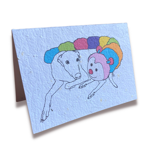 Greyhound and Cuddlepillar Greeting Card