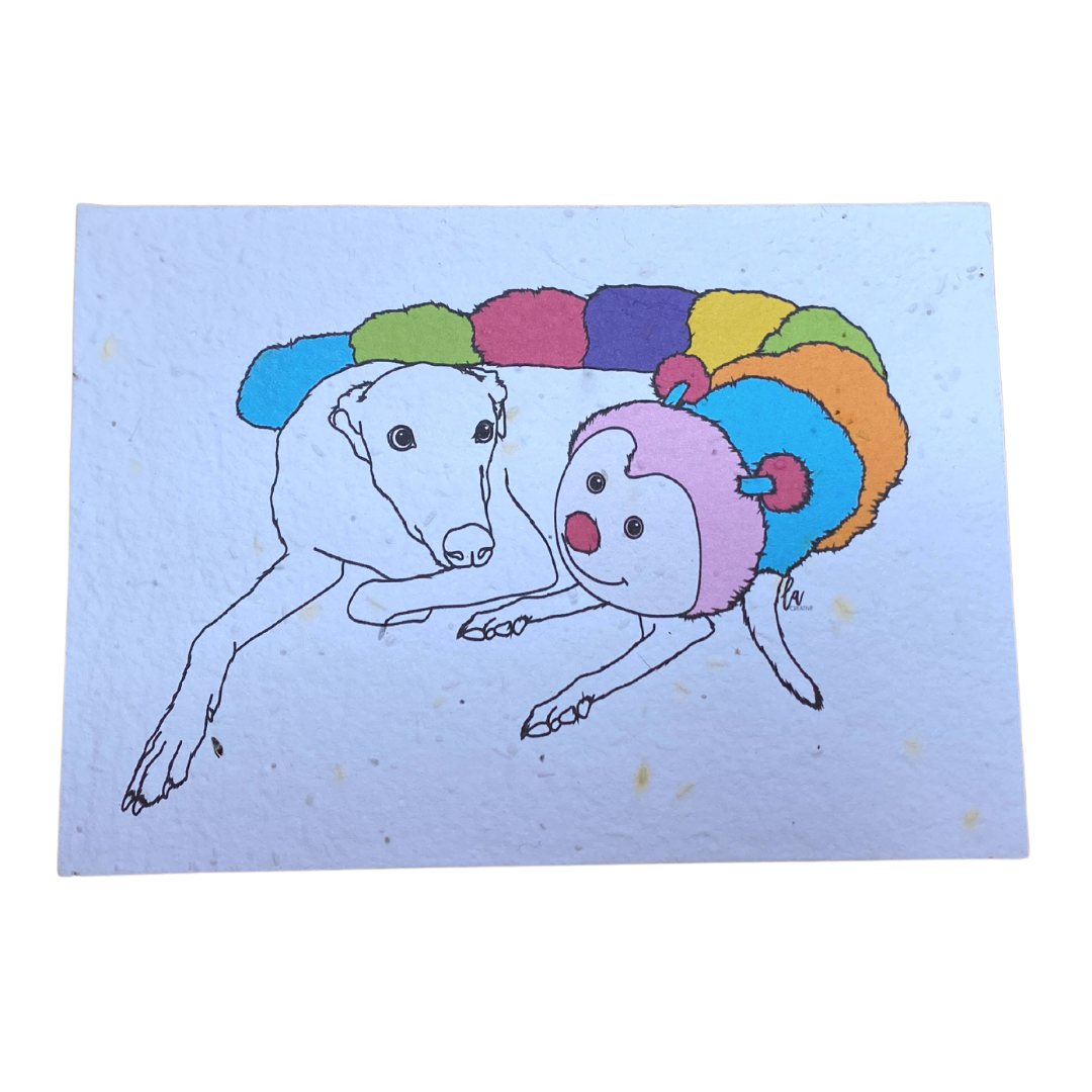 Greyhound and Cuddlepillar Greeting Card